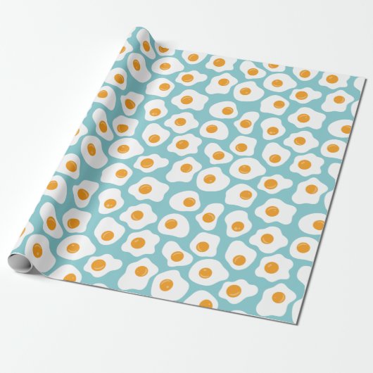 Papier Cadeau Cute Whimsical Egg Yolk Motif en bleu Turquoise (Déroulé)
