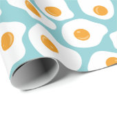Papier Cadeau Cute Whimsical Egg Yolk Motif en bleu Turquoise (Coin rond)
