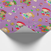 Papier Cadeau Cute Whimsical Elfes et Candies de Noël (Coin)