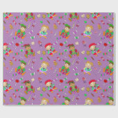 Papier Cadeau Cute Whimsical Elfes et Candies de Noël (Plat)