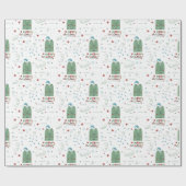 Papier Cadeau Cute Whimsical rouge et vert Motif de Noël (Plat)