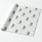 Papier Cadeau Cute Whimsical rouge et vert Motif de Noël (Déroulé)