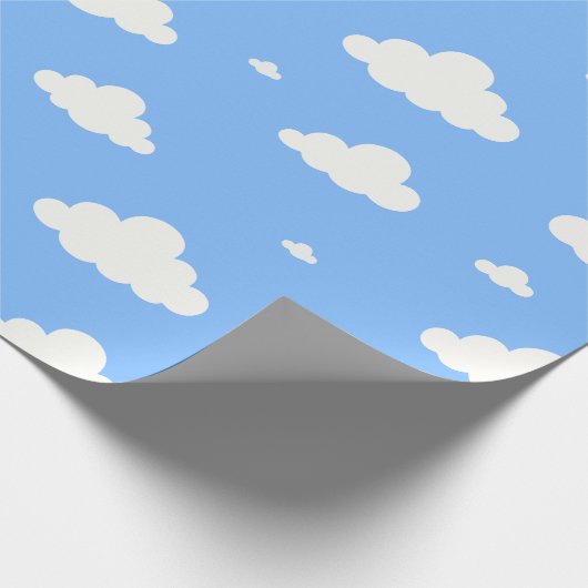 Papier Cadeau Cute white clouds pattern sky blue seamless wrappi (Coin)