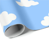 Papier Cadeau Cute white clouds pattern sky blue seamless wrappi (Coin rond)