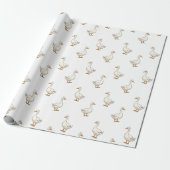 Papier Cadeau Cute White Goose Pattern (Déroulé)