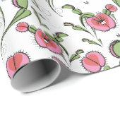 Papier Cadeau Cute White Vénus Flytrap collé sur votre amour (Coin rond)