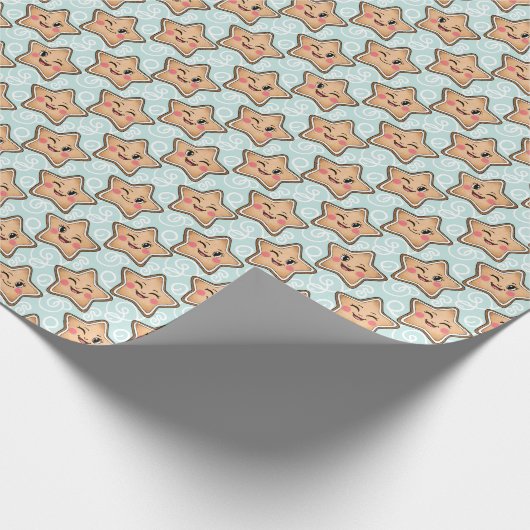 Papier Cadeau Cute Winking Gingerbread Star Cookie Pattern (Coin)