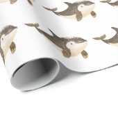 Papier Cadeau Cute Winter Arctic Whale (Coin rond)