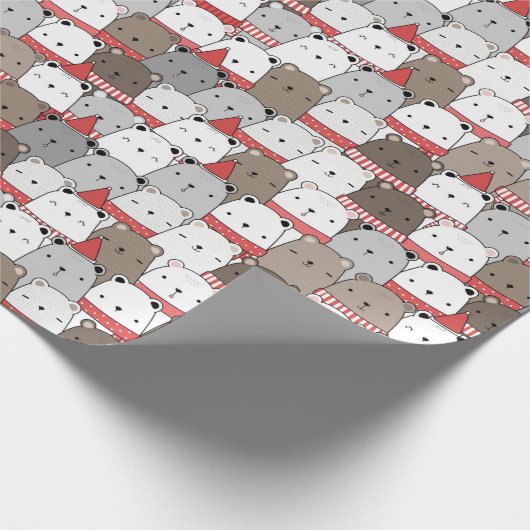 Papier Cadeau Cute winter bears seamless holiday pattern (Coin)