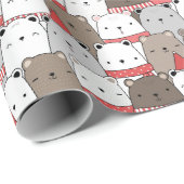 Papier Cadeau Cute winter bears seamless holiday pattern (Coin rond)