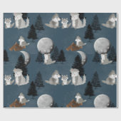 Papier Cadeau Cute Wolf Pack Woodland Night Sky Moon (Plat)