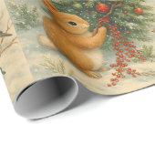 Papier Cadeau Cute woodland bunny christmas festive winter (Coin rond)