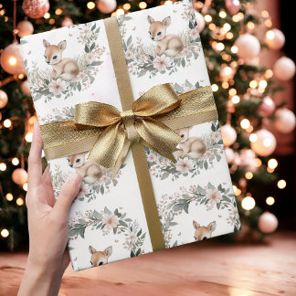 Papier Cadeau Cute Woodland Deer Christmas Wrapping Paper