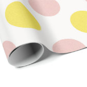 Papier Cadeau Cute Yellow and Pink Polka Dot (Coin rond)
