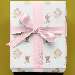 Papier Cadeau Cute Yorkie Deux mignonnes Balloon fête d'annivers