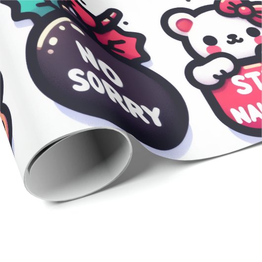 Papier Cadeau Cutie Bears and Bulbs (Coin rond)