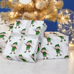 Papier Cadeau Cutie Christmas Elf Boy<br><div class="desc">Fun cadeau de Noël personnalisé enveloppé d'un adorable elfe et flocons de neige</div>