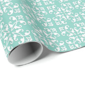 Papier Cadeau Cutwork de dentelle - blanc au-dessus de vert de (Coin rond)