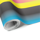 Papier Cadeau cyan magenta jaune noir mélangé (Coin rond)