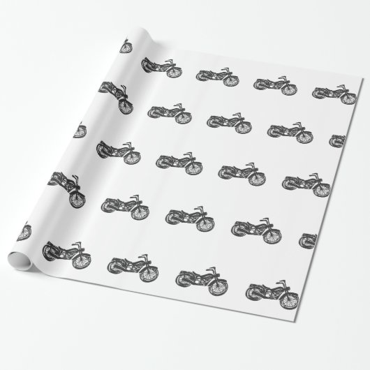 Papier Cadeau Cycle moteur retro illustration - choose backgroun (Déroulé)
