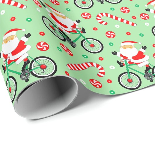 Papier Cadeau Cyclisme créatif Noël cycliste (Coin rond)