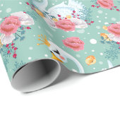 Papier Cadeau Cygne décoratif (Coin rond)