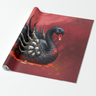 Papier Cadeau Cygne noir d'os – Élégance gothique
