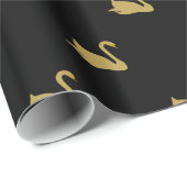 Papier Cadeau Cygnes d'or (Coin rond)