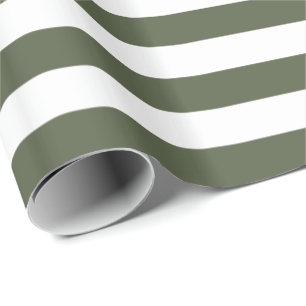 Papier Cadeau Cyprès pin vert et blanc rayé