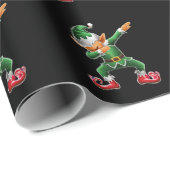 Papier Cadeau Dabbing Elf Costume de Noël Escouade Noël Noël Noë (Coin rond)