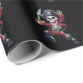 Papier Cadeau Dabbing Skeleton Pirate Halloween Jolly roger pour (Coin rond)