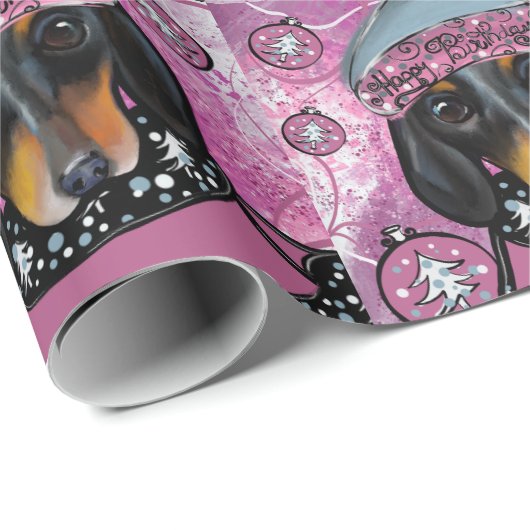 PAPIER CADEAU DACHSHING (Coin rond)