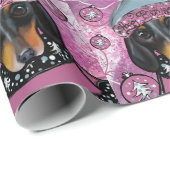 PAPIER CADEAU DACHSHUND  (Coin rond)