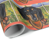 PAPIER CADEAU DACHSHUND        (Coin rond)