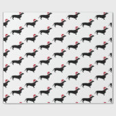 Papier Cadeau Dachshund à Noël (Plat)