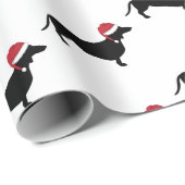 Papier Cadeau Dachshund à Noël (Coin rond)