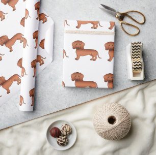 Papier Cadeau Dachshund à poil lisse rouge Motif de chien de des