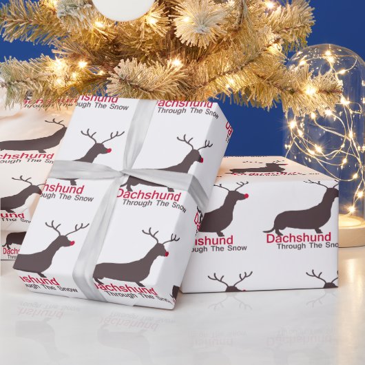 Papier Cadeau Dachshund À Travers La Neige (Vacances)