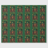 Papier Cadeau Dachshund aux longs cheveux rouges (Plat)