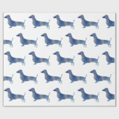 Papier Cadeau Dachshund bleu (Plat)