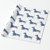 Papier Cadeau Dachshund bleu (Déroulé)
