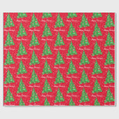 Papier Cadeau Dachshund Chien de Noël Arbre de Noël Rouge (Plat)