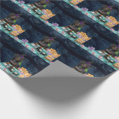 Papier Cadeau Dachshund Chien Halloween Camion Effrayant Nuit (Coin)