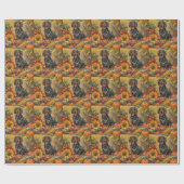 Papier Cadeau Dachshund Chien Moisson Automne Thanksgiving (Plat)