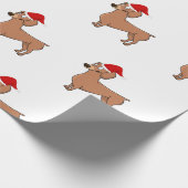 Papier Cadeau Dachshund Chien Noël Santa Hat (Coin)
