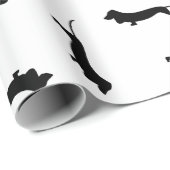 Papier Cadeau Dachshund Chien Silhouettes COULEUR ARRIÈRE - PLAN (Coin rond)