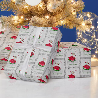 Papier Cadeau Dachshund Christmas Caroler