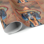 Papier Cadeau Dachshund Cinco de Mayo (Coin rond)
