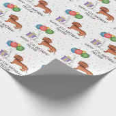 Papier Cadeau Dachshund Dachshund, manteau rouge lisse - Anniver (Coin)