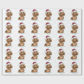 Papier Cadeau Dachshund dans papier d'enveloppement de neige (Plat)